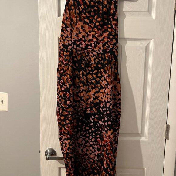 Guess Women's Black Abstract Midi Faux Wrap Dress NWT Size 12 - Picture 6 of 7